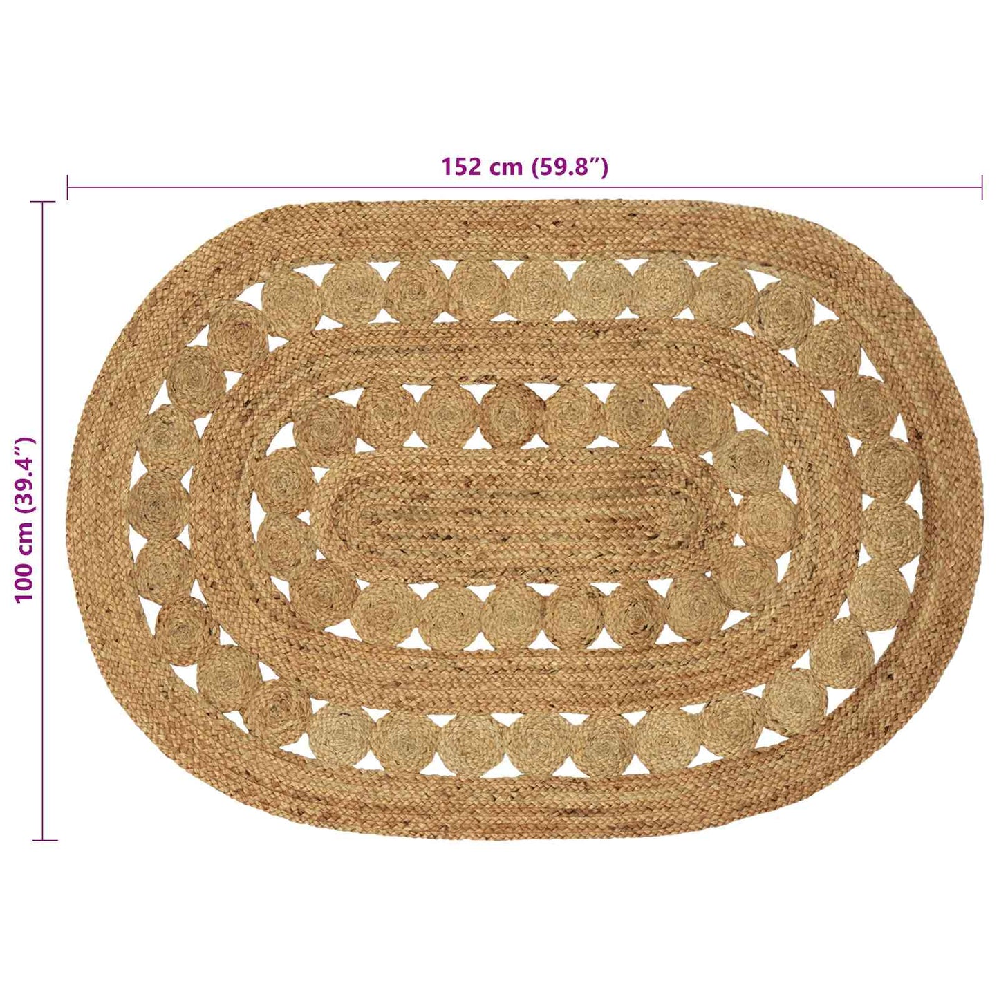 Områdetepper Naturlig 100 x 152 cm Jute