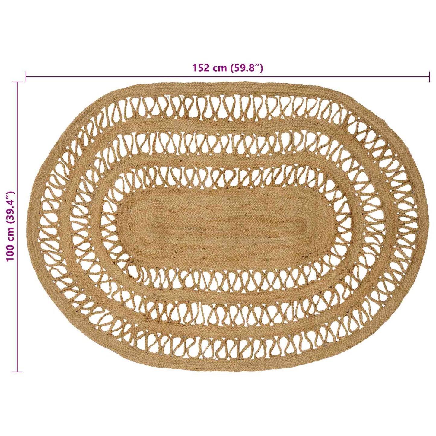 Områdetepper Naturlig 100 x 152 cm Jute