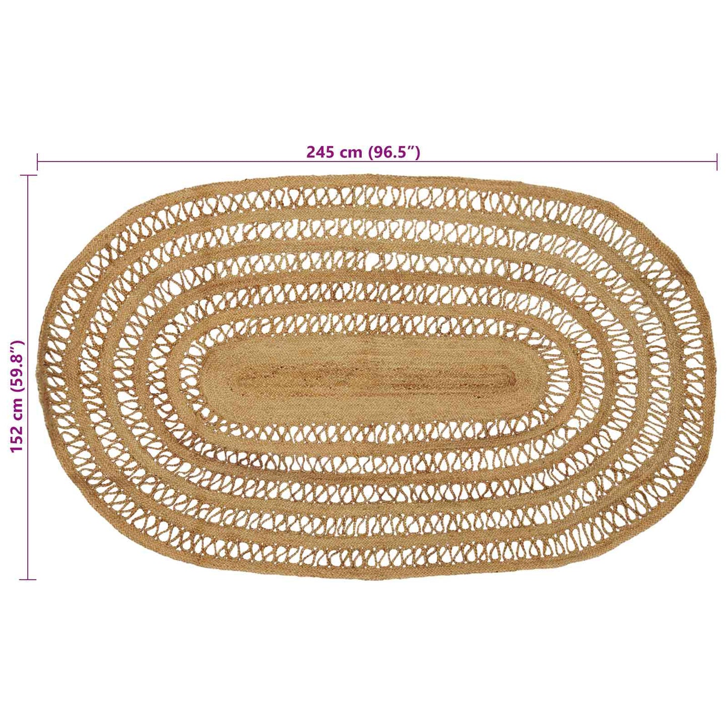 Områdetepper Naturlig 152 x 245 cm Jute