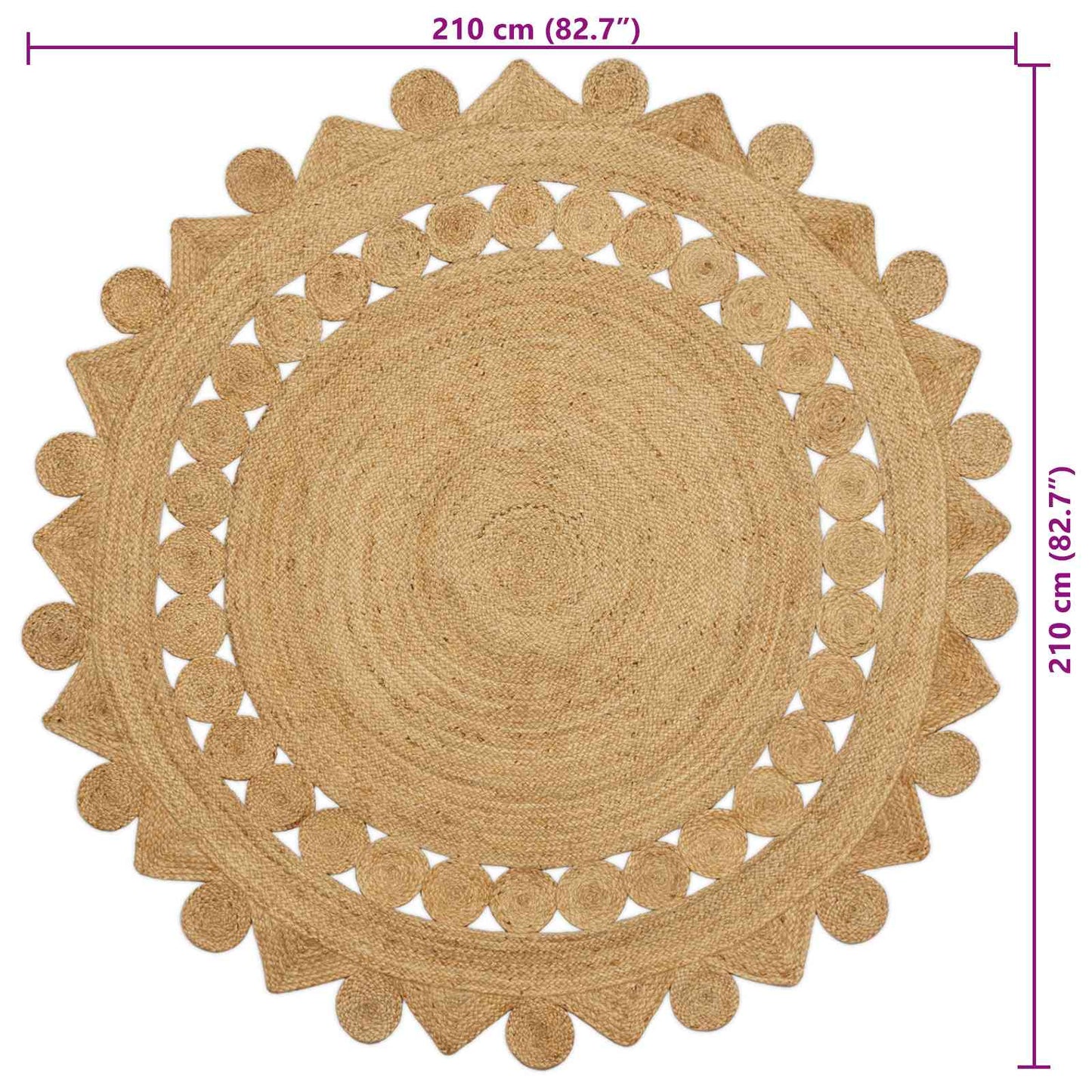 Områdetepper Naturlig Ø 210 cm Jute