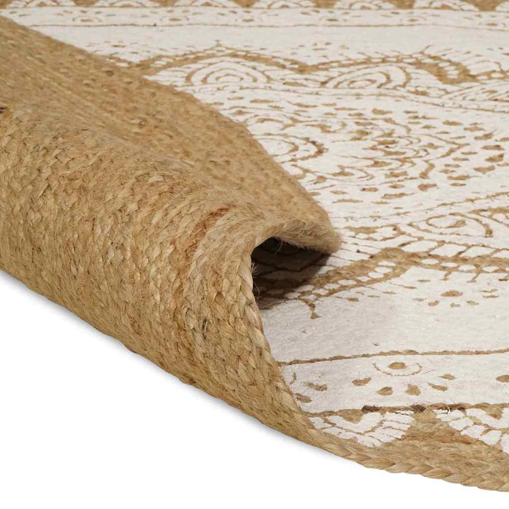 Områdetepper Blomster Naturlig med hvit trykk 100 x 152 cm Jute