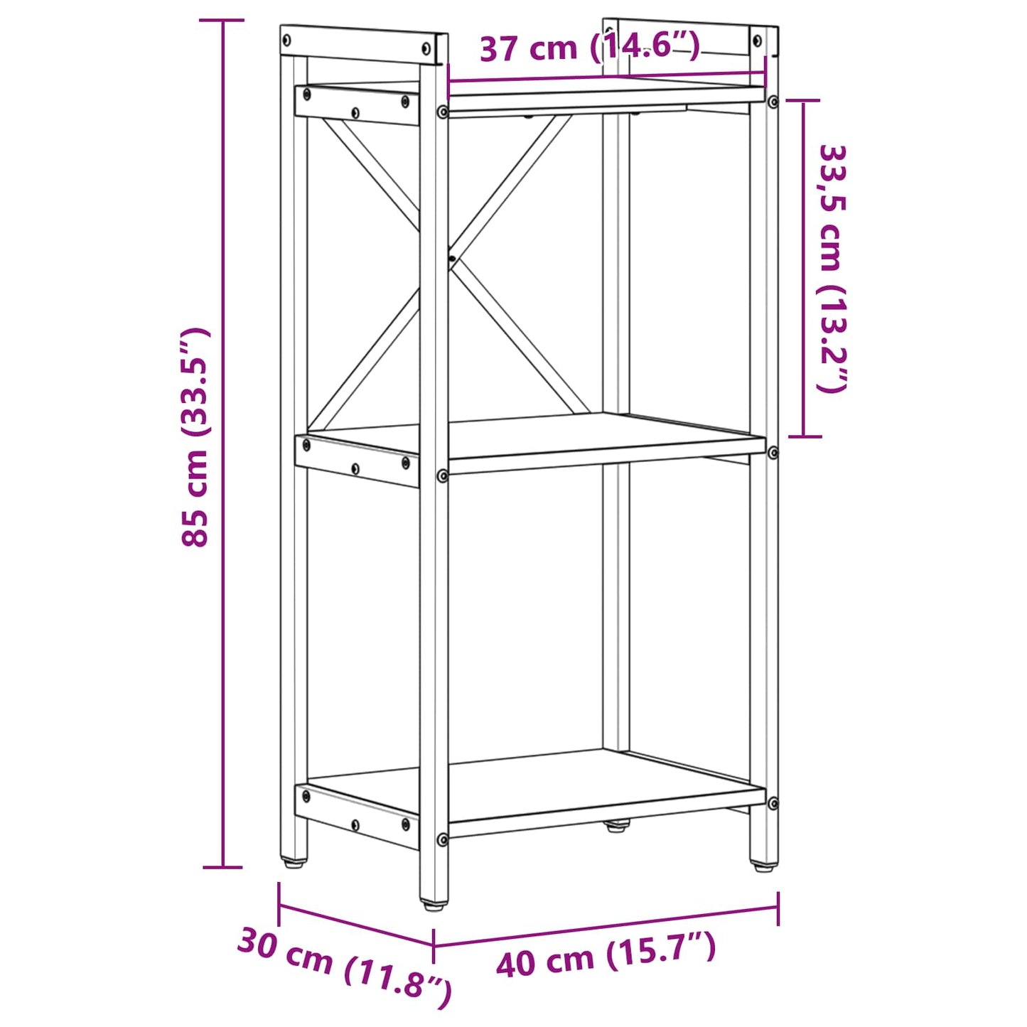 Bokhylle Artisan Eik 40 x 30 x 85 cm Konstruert tre