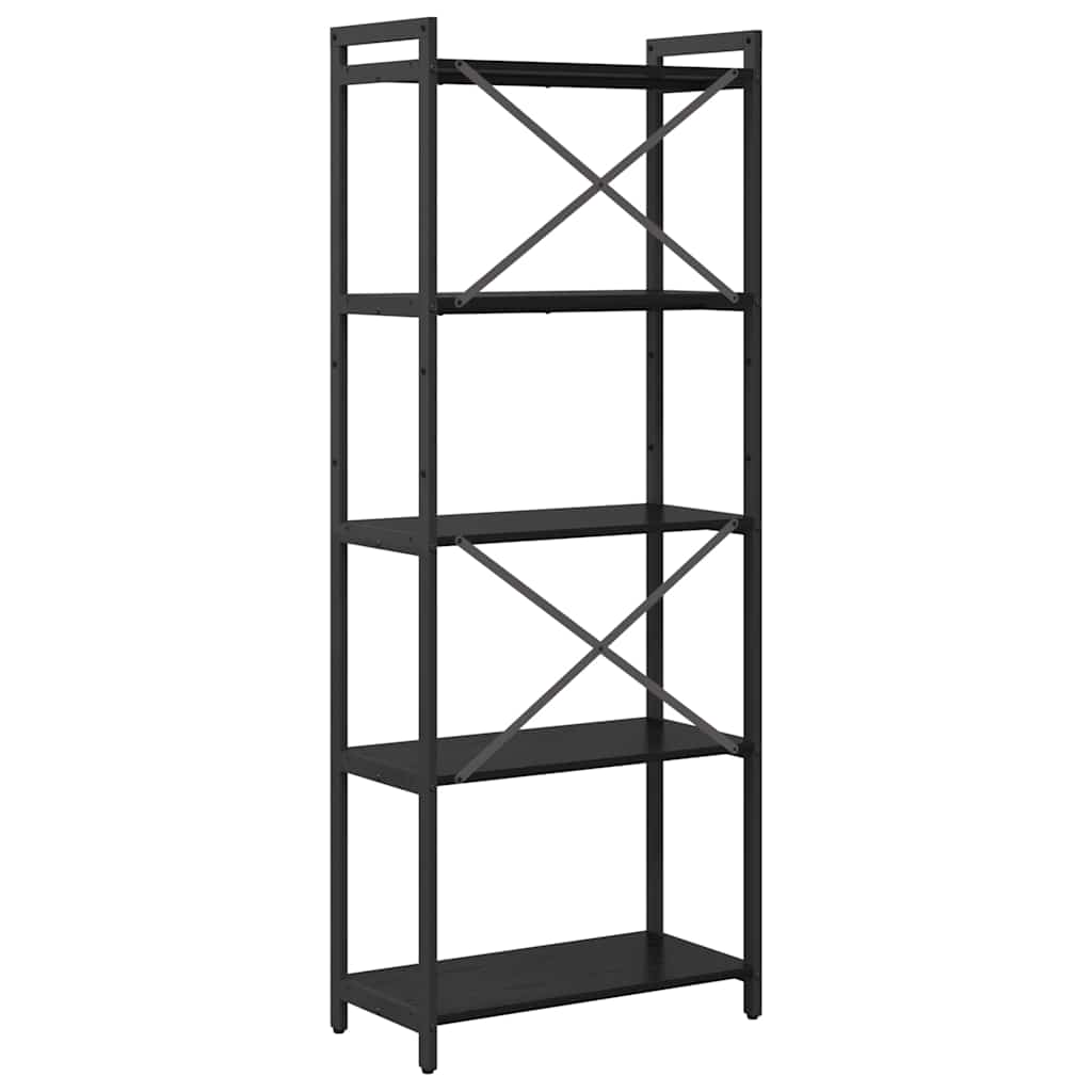 Bokhylle Svart Eik 60 x 30 x 155 cm Konstruert tre