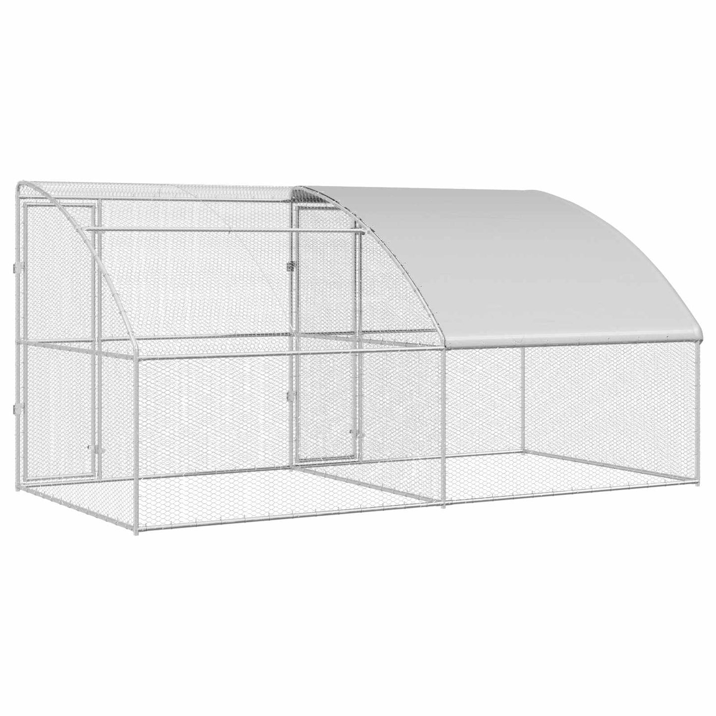 Hønsebur 2 pcs sølv 400 x 200 x 200 cm Stål og PE