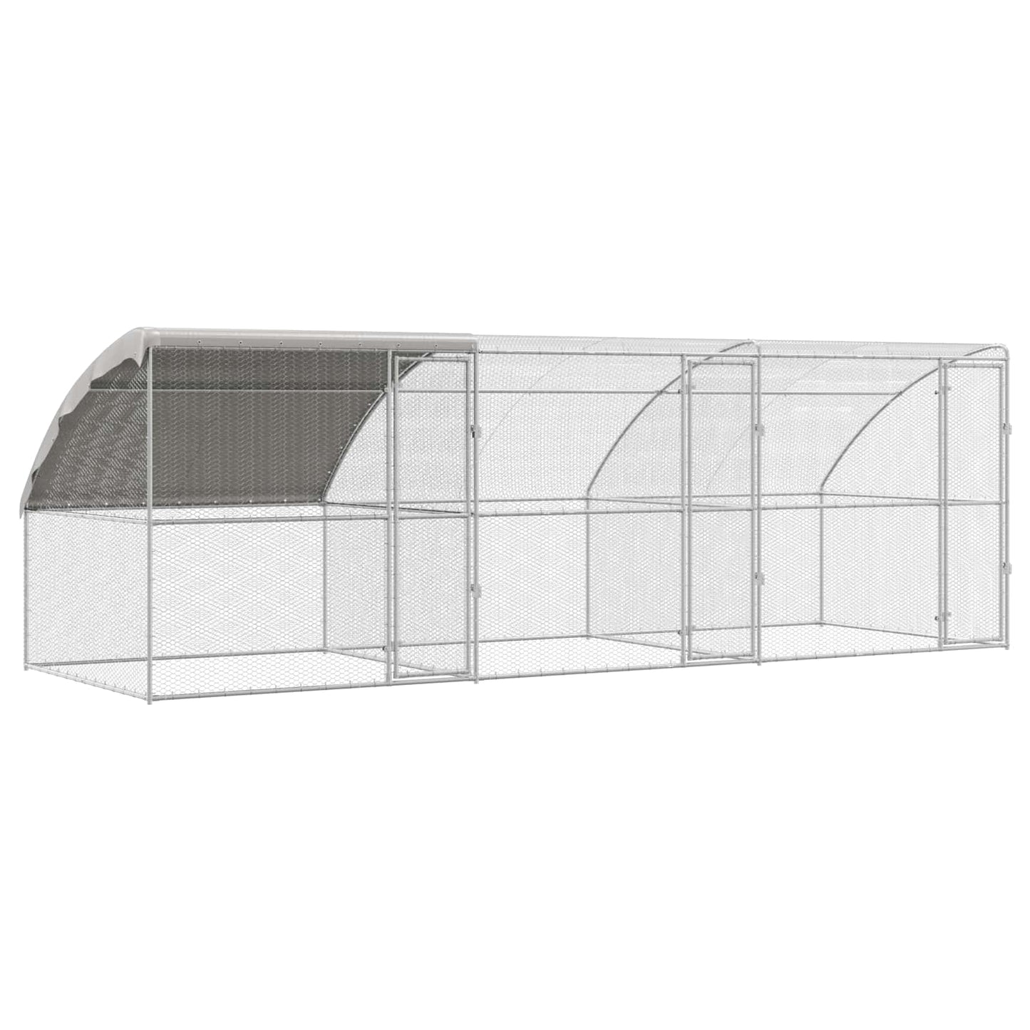 Hønsebur 3 pcs sølv 600 x 200 x 200 cm Stål og PE