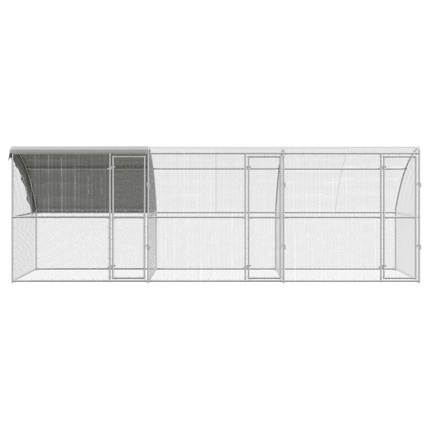 Hønsebur 3 pcs sølv 600 x 200 x 200 cm Stål og PE