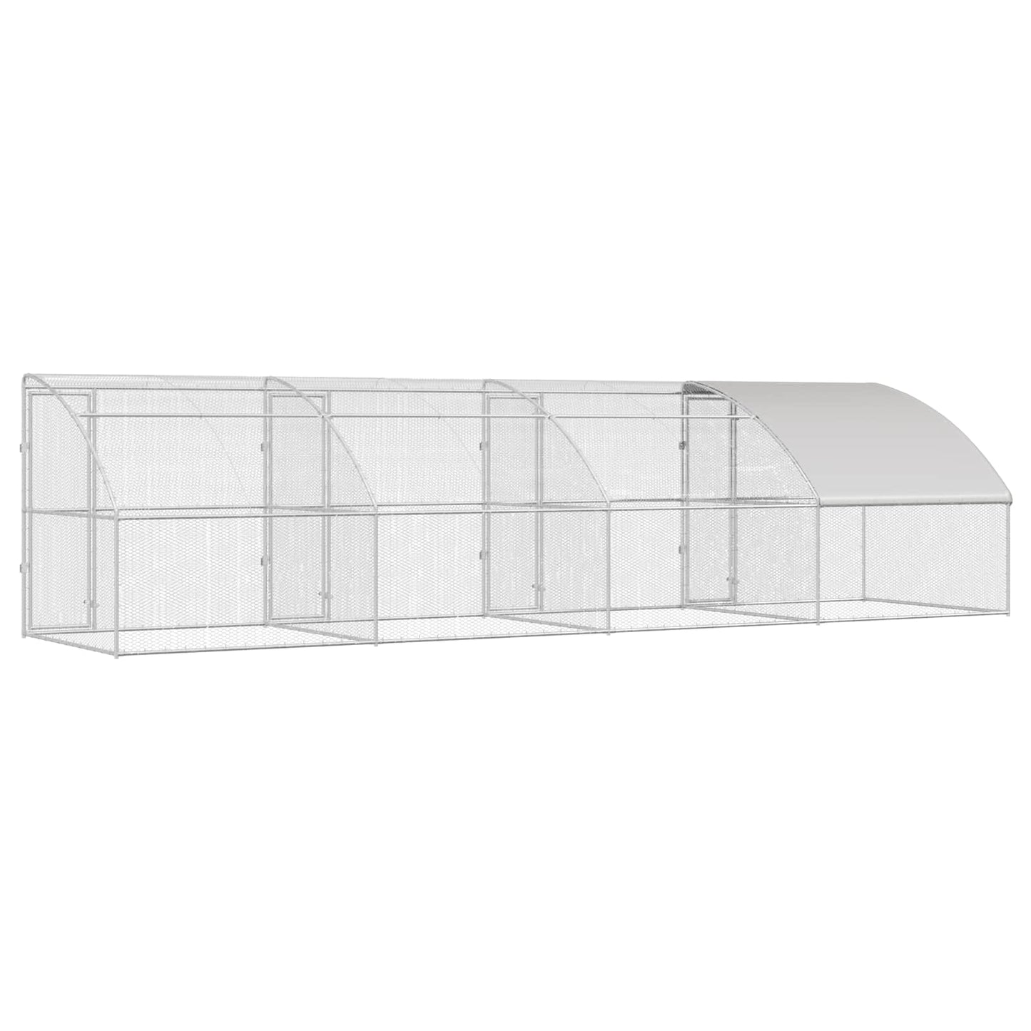 Hønsebur 4 pcs sølv 800 x 200 x 200 cm Stål og PE