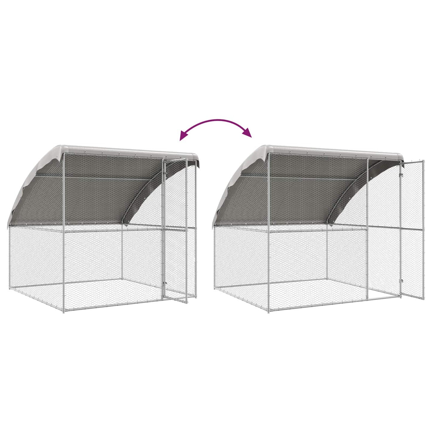 Hønsebur 3 pcs sølv 600 x 200 x 200 cm Stål og PE