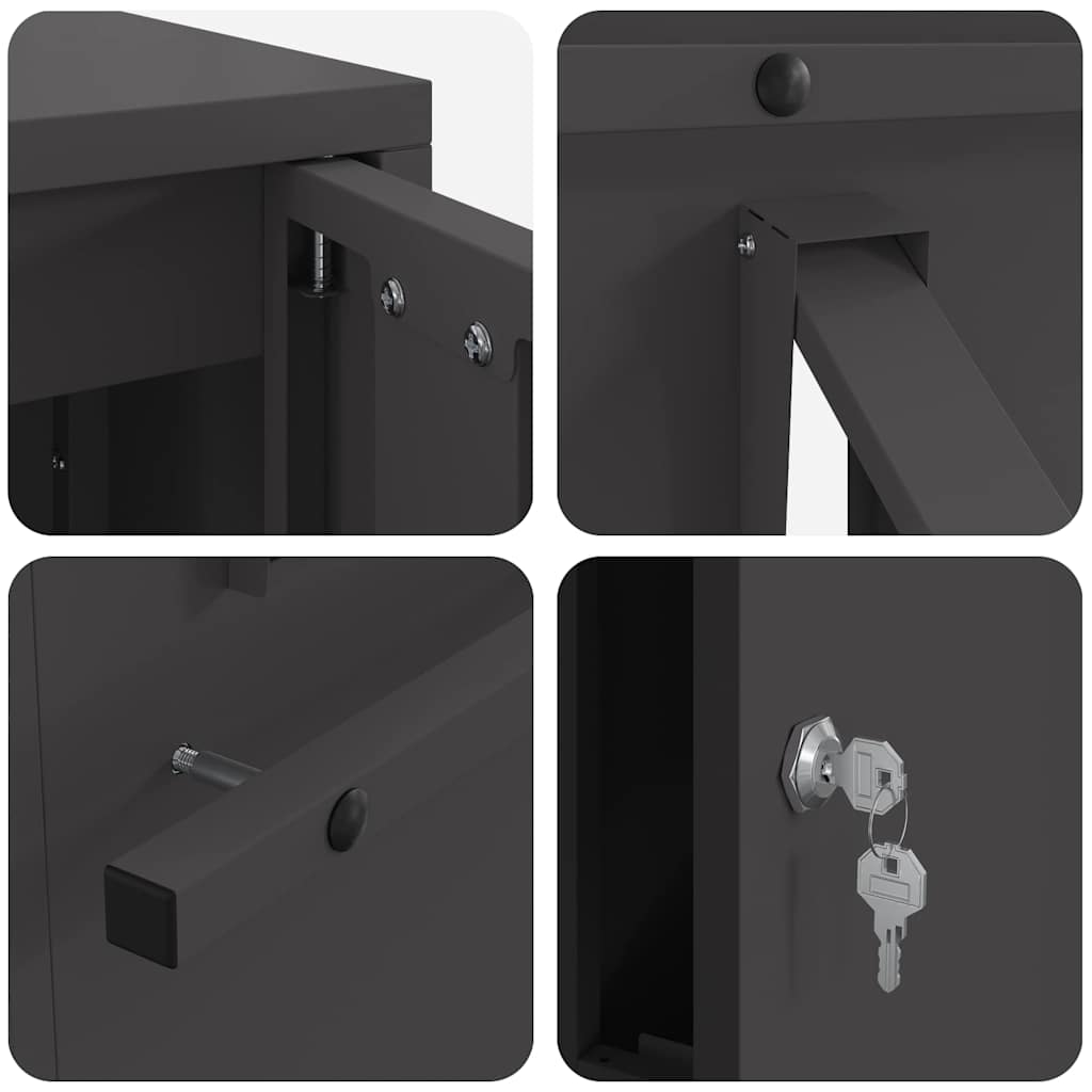 postkasse Svart 30 x 23 x 55 cm Stål