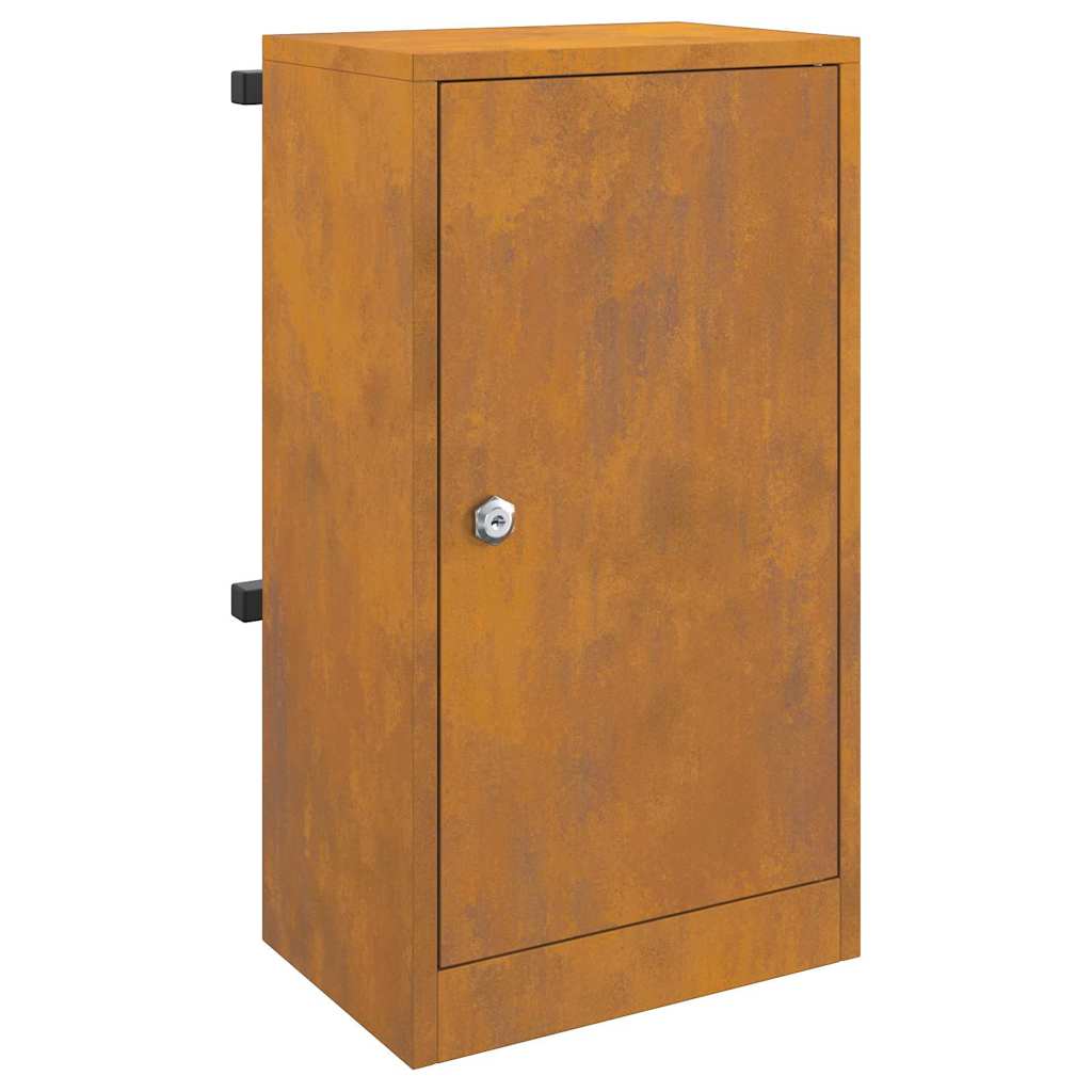 postkasse med lagring med dør Rusten 30 x 20 x 55 cm Cortenstål