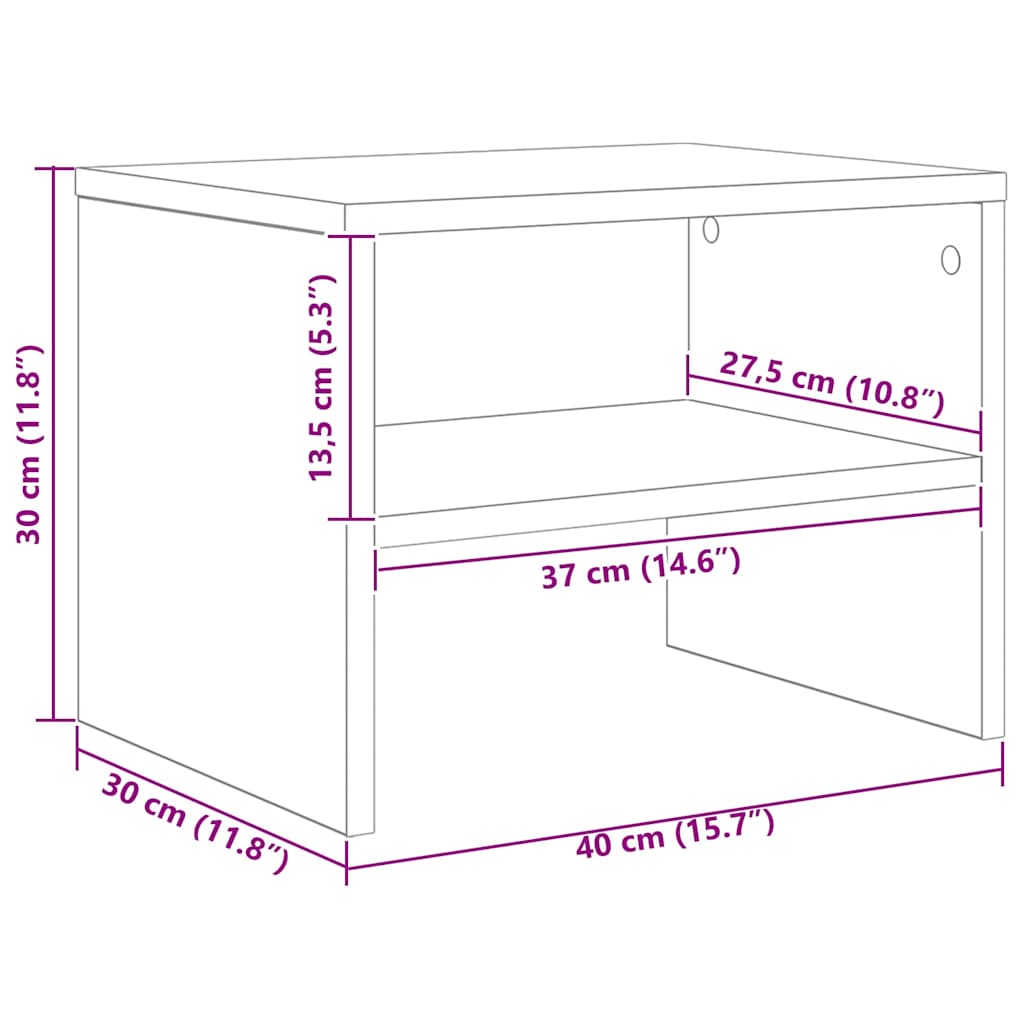 Nattbordskap Svart eik 40 x 40 x 30 cm Konstruert tre