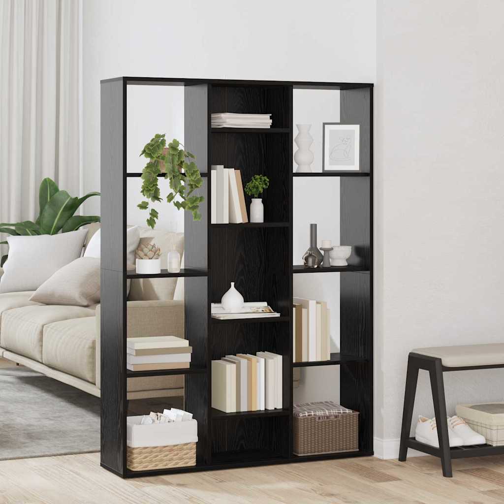 Romdeler med hylle Svart Eik 100 x 24 x 140 cm Konstruert tre