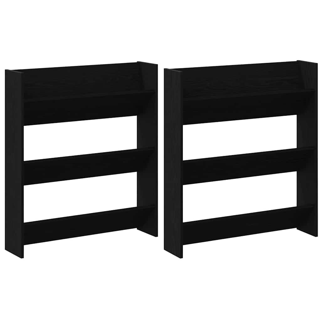 Sko Skap 2 pcs Svart Eik 86 x 18 x 90 cm Konstruert tre