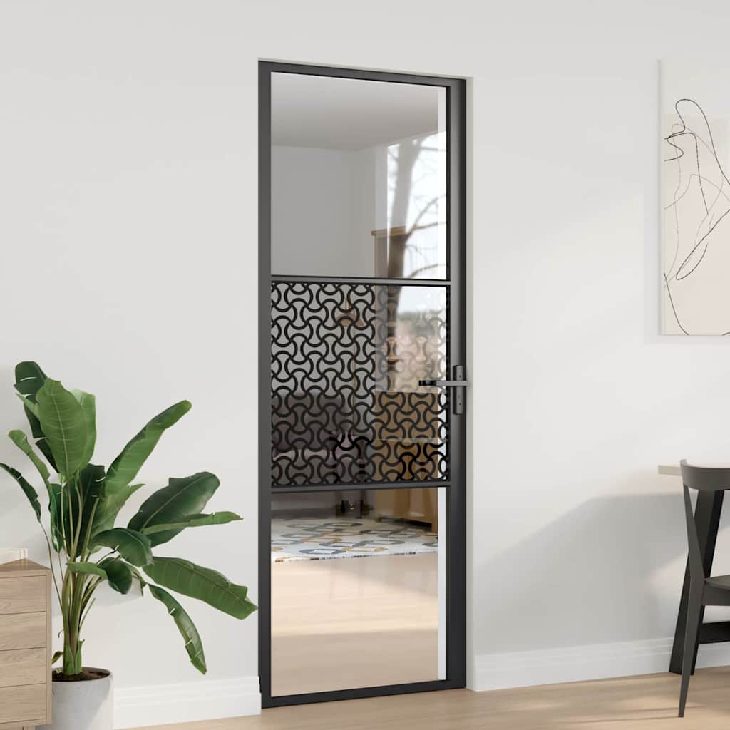 Glassdør Fretwork Svart 76 x 3,5 x 201,5 cm Aluminium