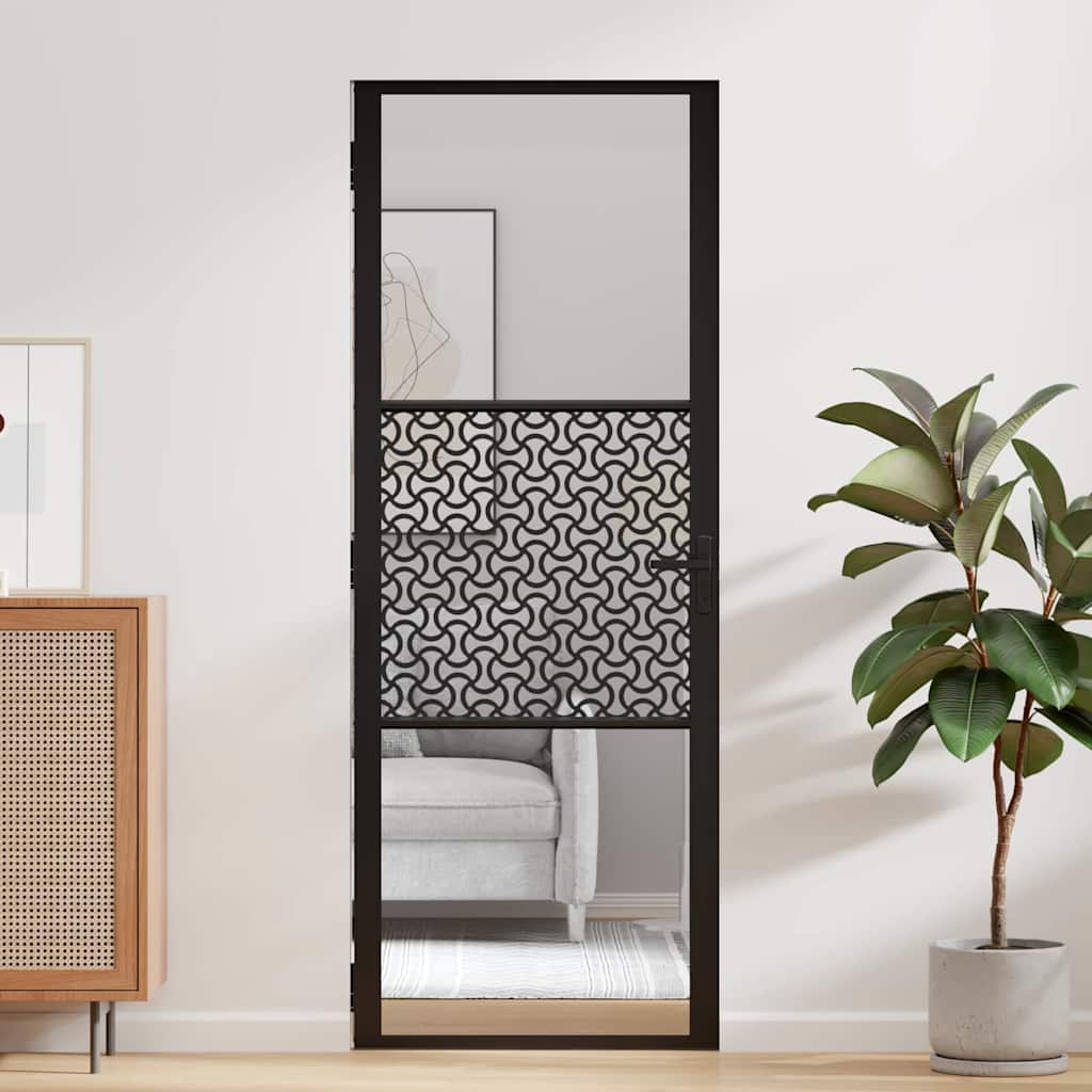 Glassdør Fretwork Svart 76 x 3,5 x 201,5 cm Aluminium