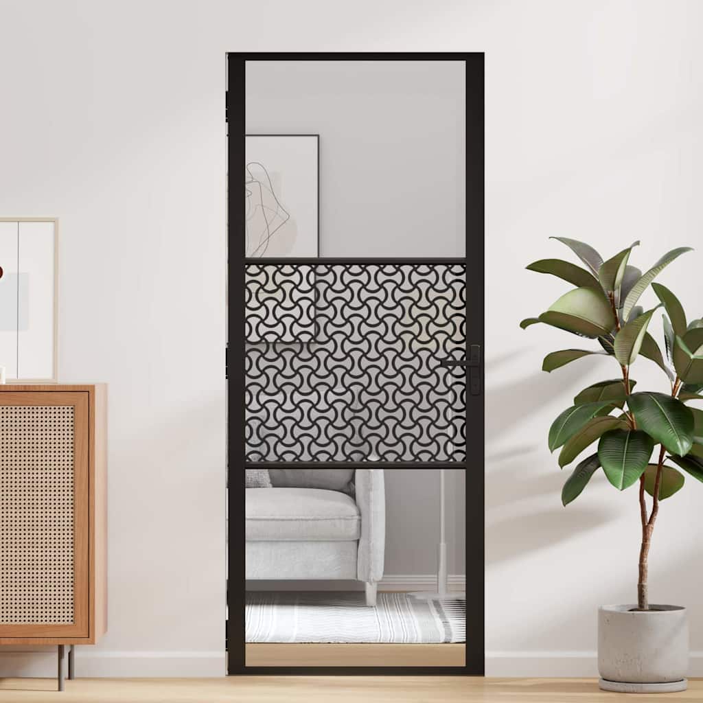 Glassdør Fretwork Svart 83 x 3,5 x 201,5 cm Aluminium
