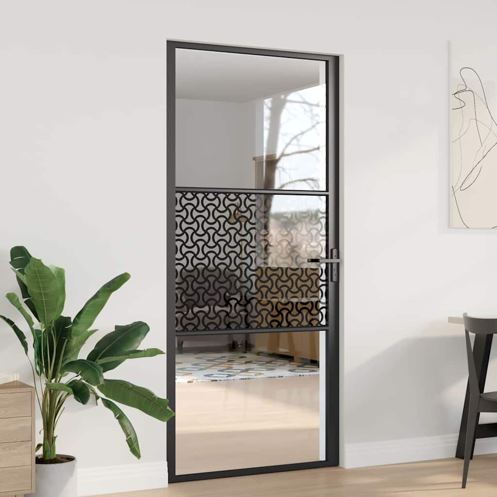 Glassdør Fretwork Svart 93 x 3,5 x 201,5 cm Aluminium