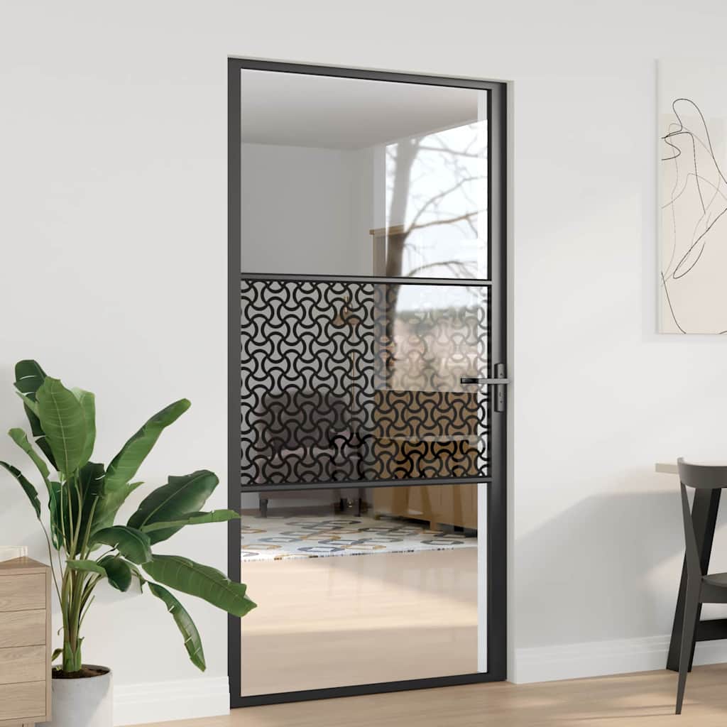 Glassdør Fretwork Svart 102,5 x 3,5 x 201,5 cm Aluminium
