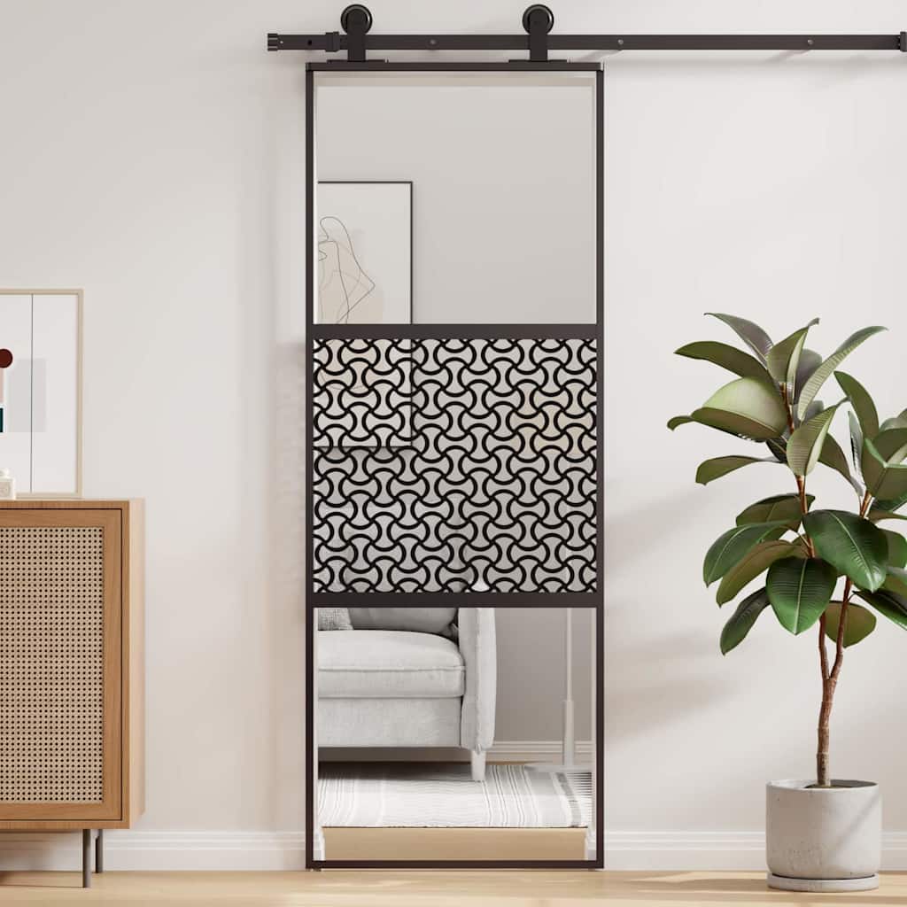 Glassdør Fretwork Svart 76 x 2 x 205 cm Aluminium