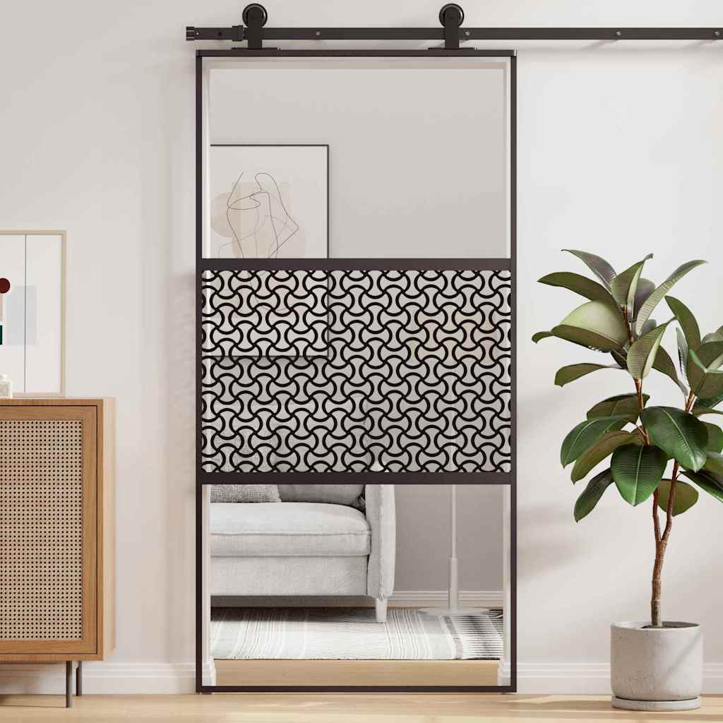 Glassdør Fretwork Svart 102,5 x 2 x 205 cm Aluminium