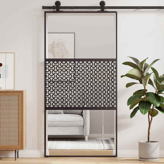 Glassdør Fretwork Svart 102,5 x 2 x 205 cm Aluminium