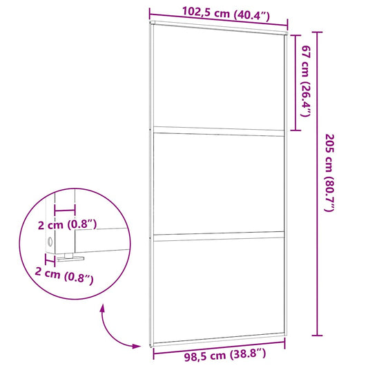 Glassdør Fretwork Svart 102,5 x 2 x 205 cm Aluminium