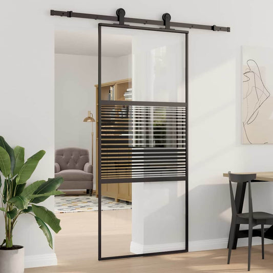 Glassdør Stripete Svart 90 x 2 x 205 cm Aluminium