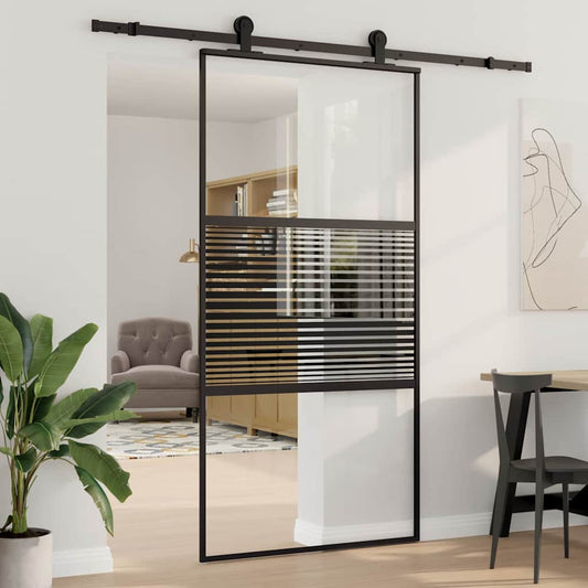 Glassdør Stripete Svart 102,5 x 2 x 205 cm Aluminium