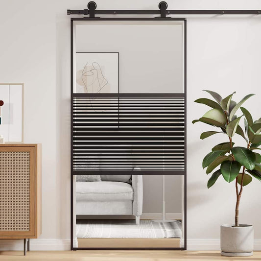 Glassdør Stripete Svart 102,5 x 2 x 205 cm Aluminium