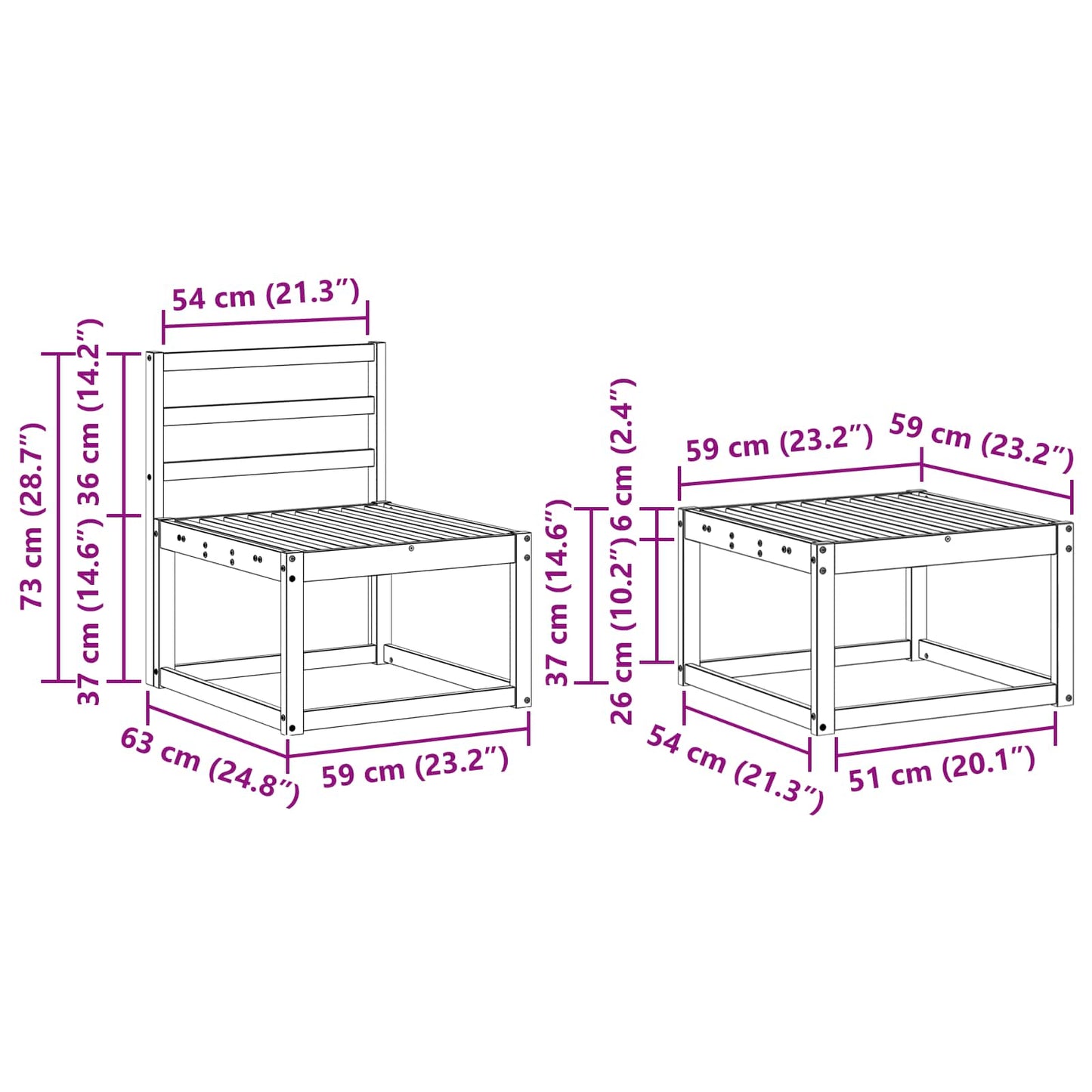 Utendørs sofa-sett 6 pcs Naturlig Solid akasietre