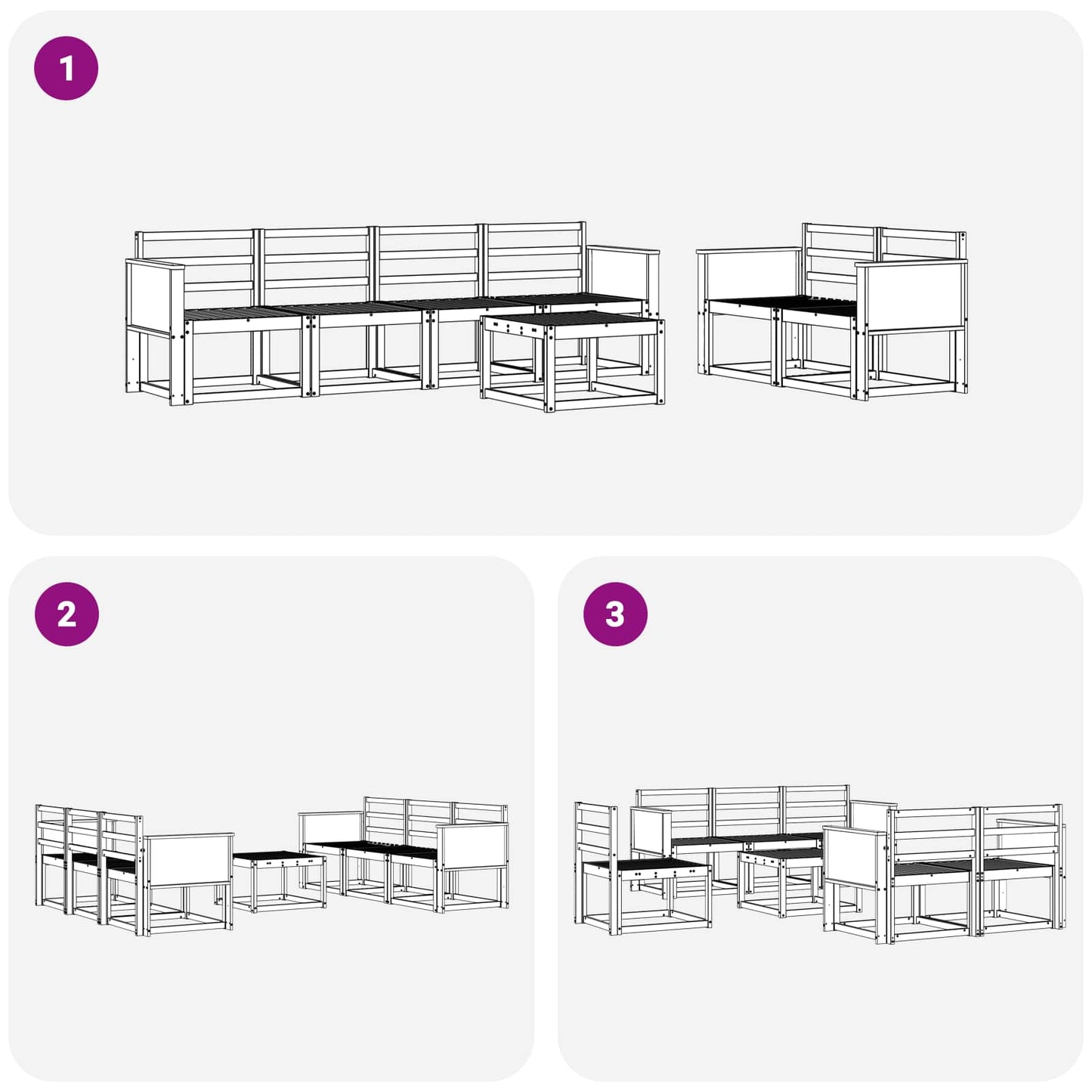 Utendørs sofa-sett 6 pcs Naturlig Solid akasietre