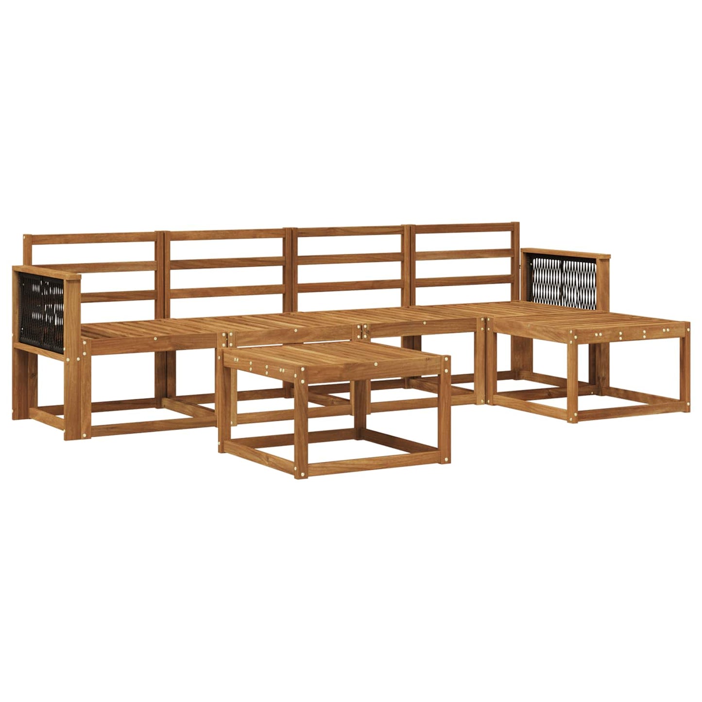 Utendørs sofa-sett 6 pcs Naturlig Solid akasietre