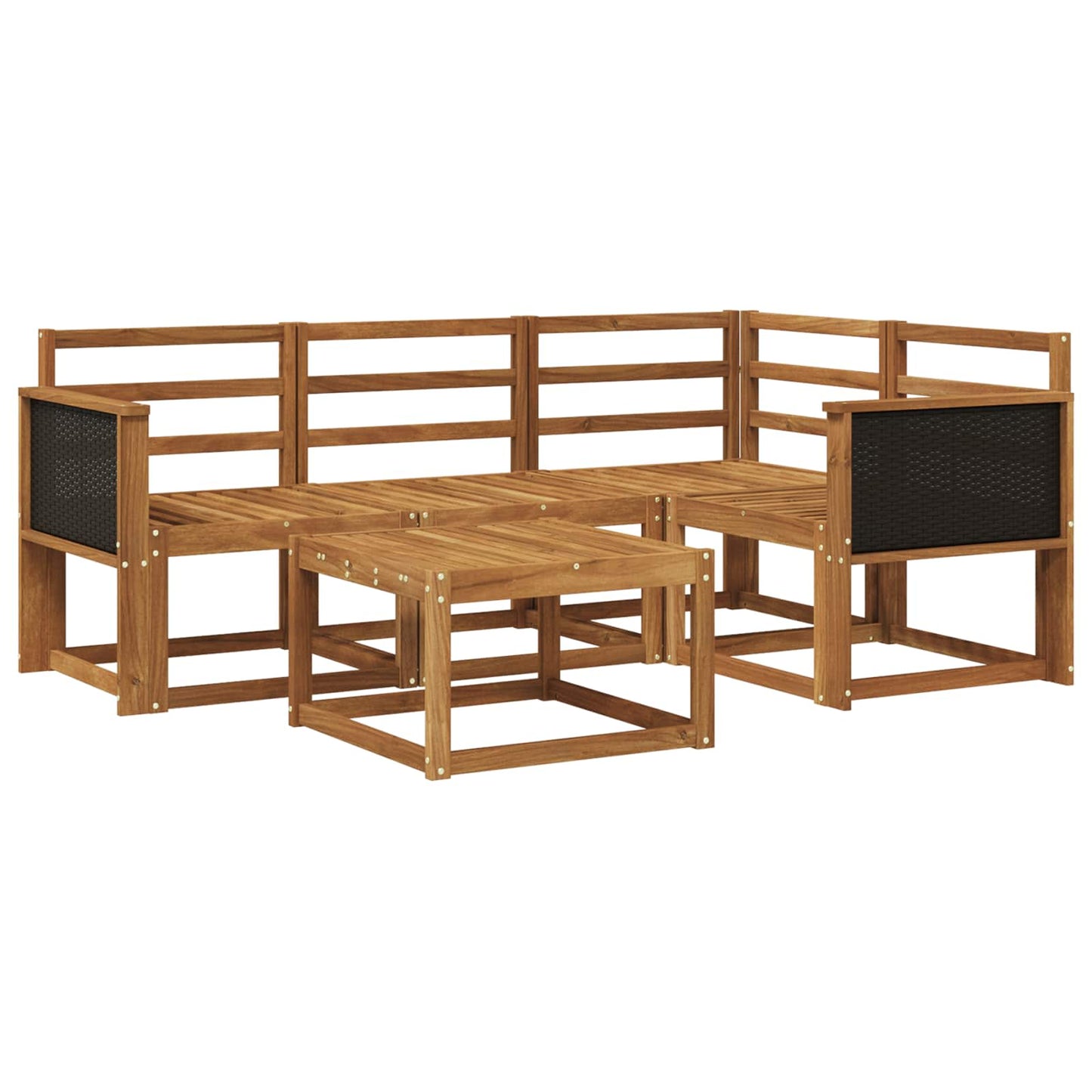 Utendørs sofa-sett 5 pcs Naturlig Solid akasietre