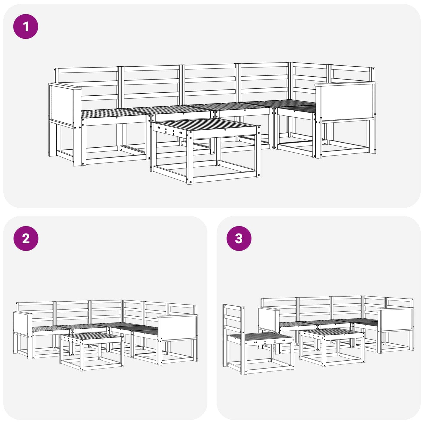 Utendørs sofa-sett 6 pcs Naturlig Solid akasietre