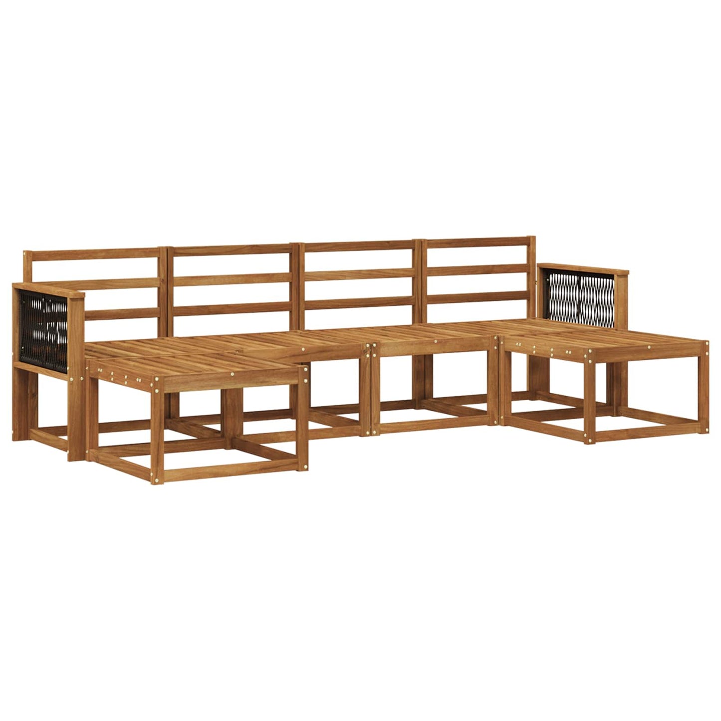 Utendørs sofa-sett 6 pcs Naturlig Solid akasietre