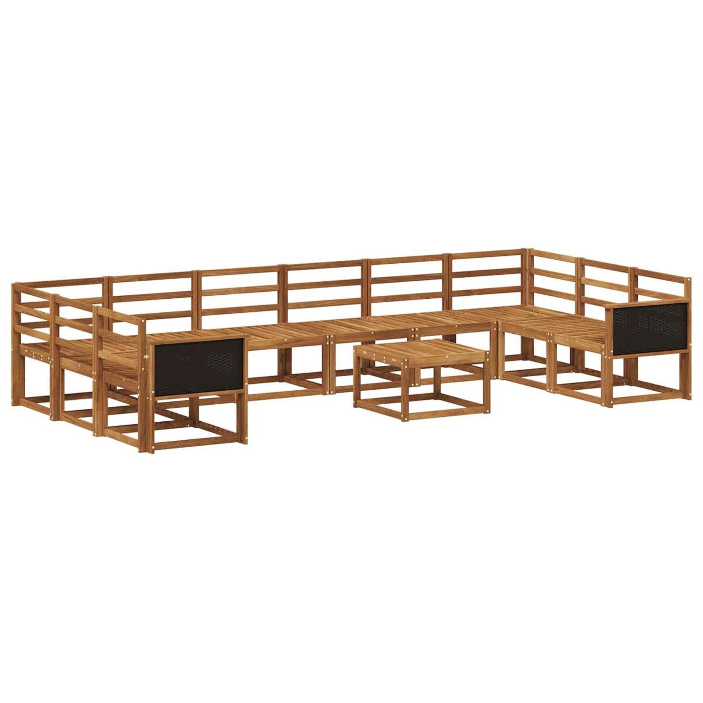 Utendørs sofa-sett 11 pcs Naturlig Solid akasietre