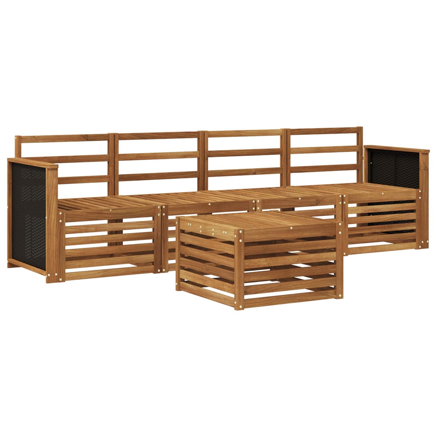 Utendørs sofa-sett 5 pcs Naturlig Solid akasietre