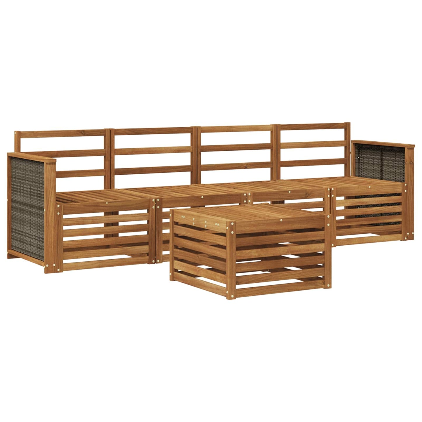 Utendørs sofa-sett 5 pcs Naturlig Solid akasietre