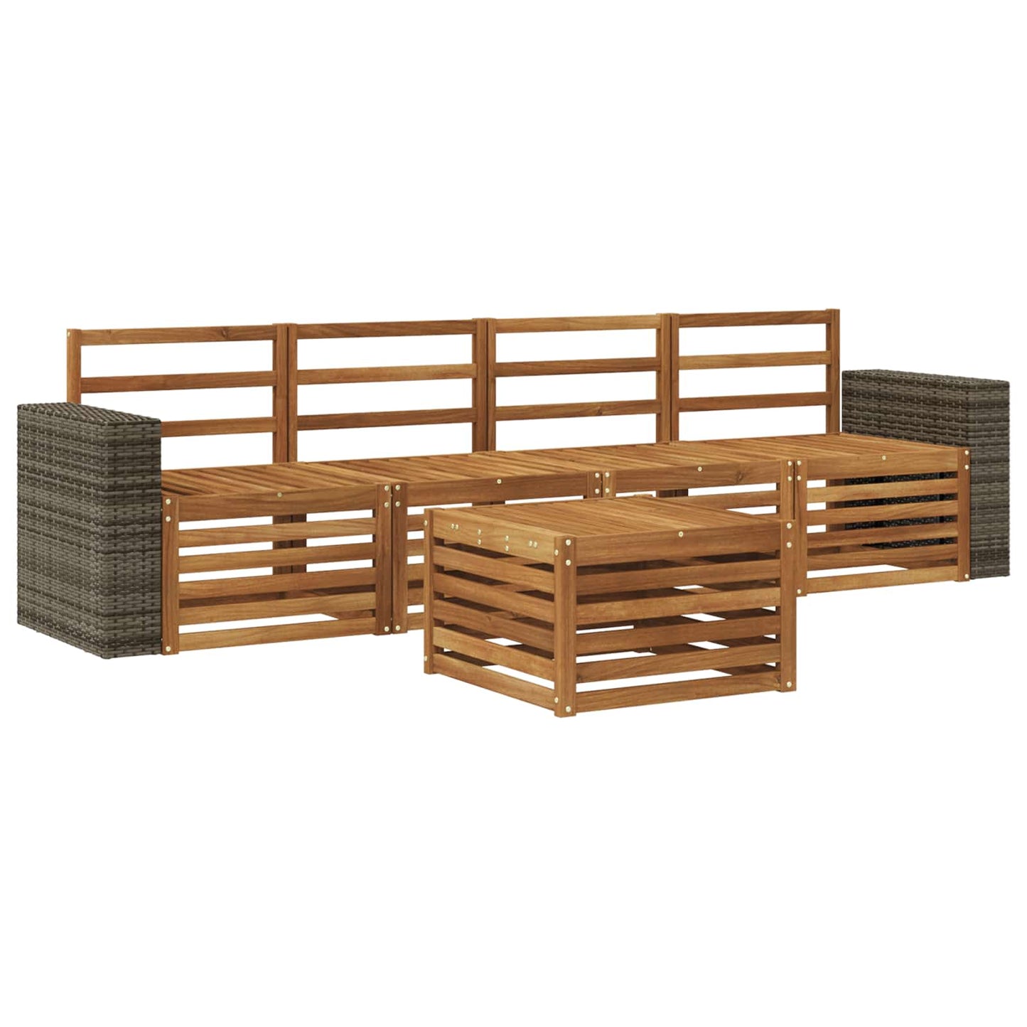 Utendørs sofa-sett 5 pcs Naturlig Solid akasietre