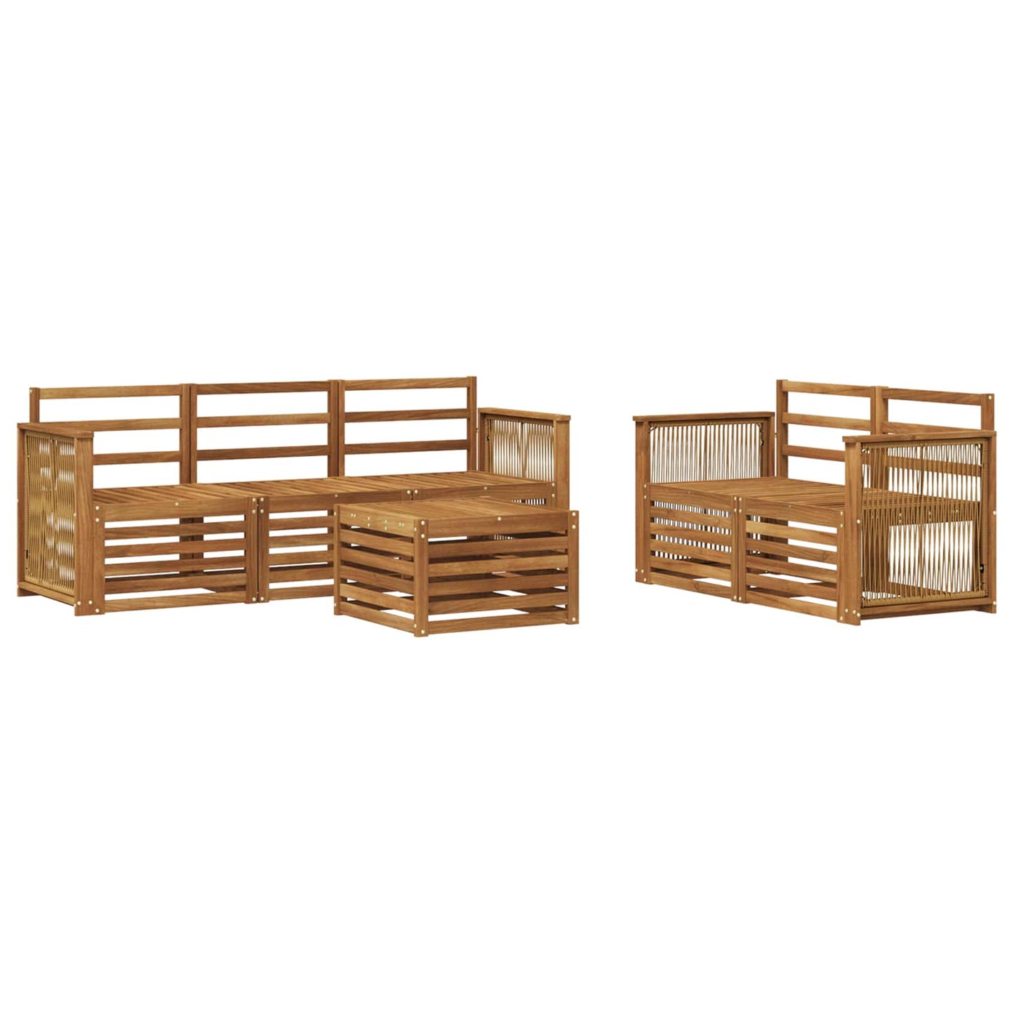 Utendørs sofa-sett 6 stk. Naturlig Solid akasietre