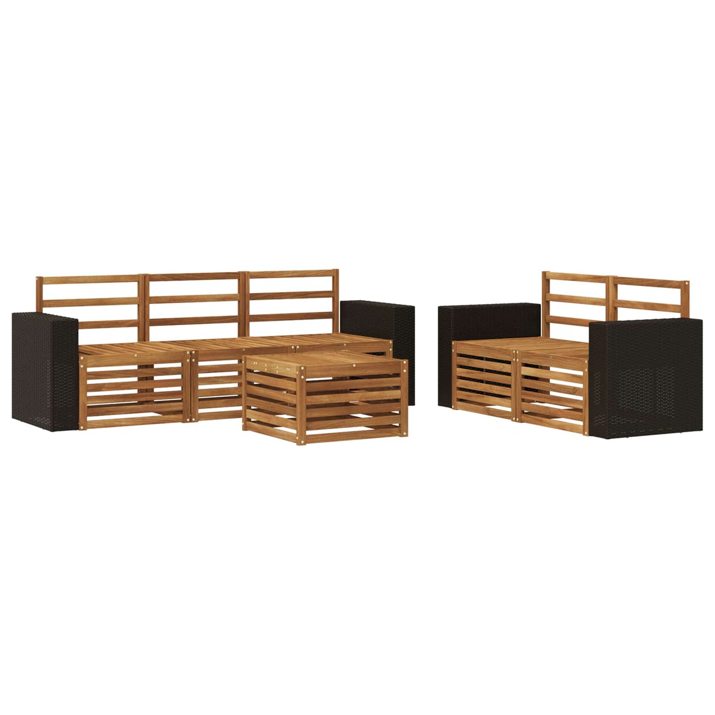 Utendørs sofa-sett 6 stk. Naturlig Solid akasietre