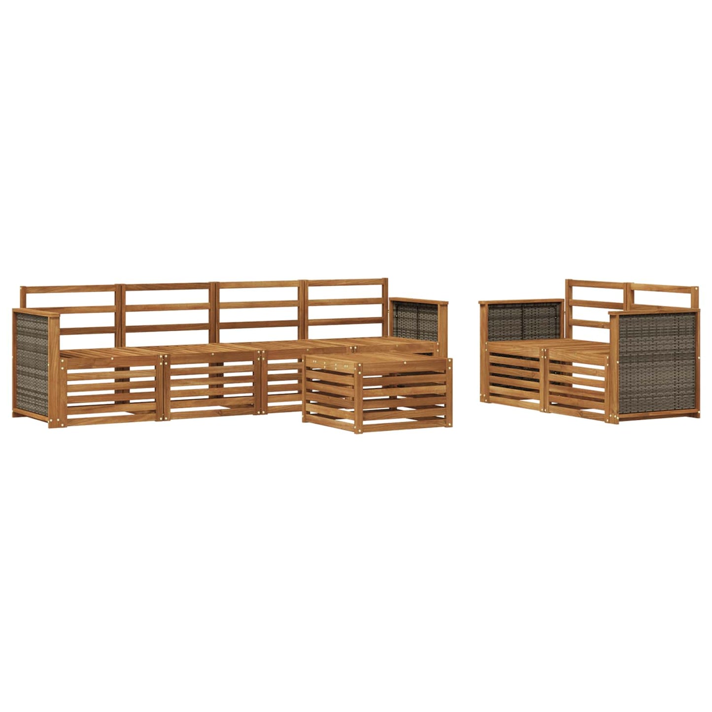 Utendørs sofa-sett 7 pcs Naturlig Solid akasietre