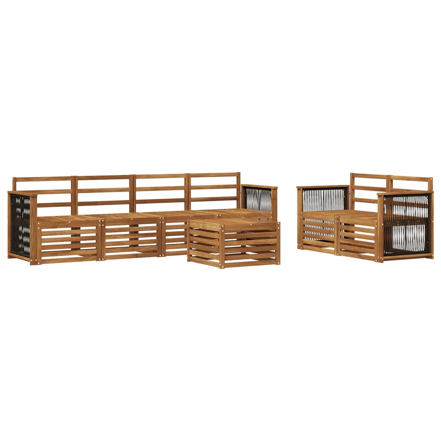 Utendørs sofa-sett 7 pcs Naturlig Solid akasietre
