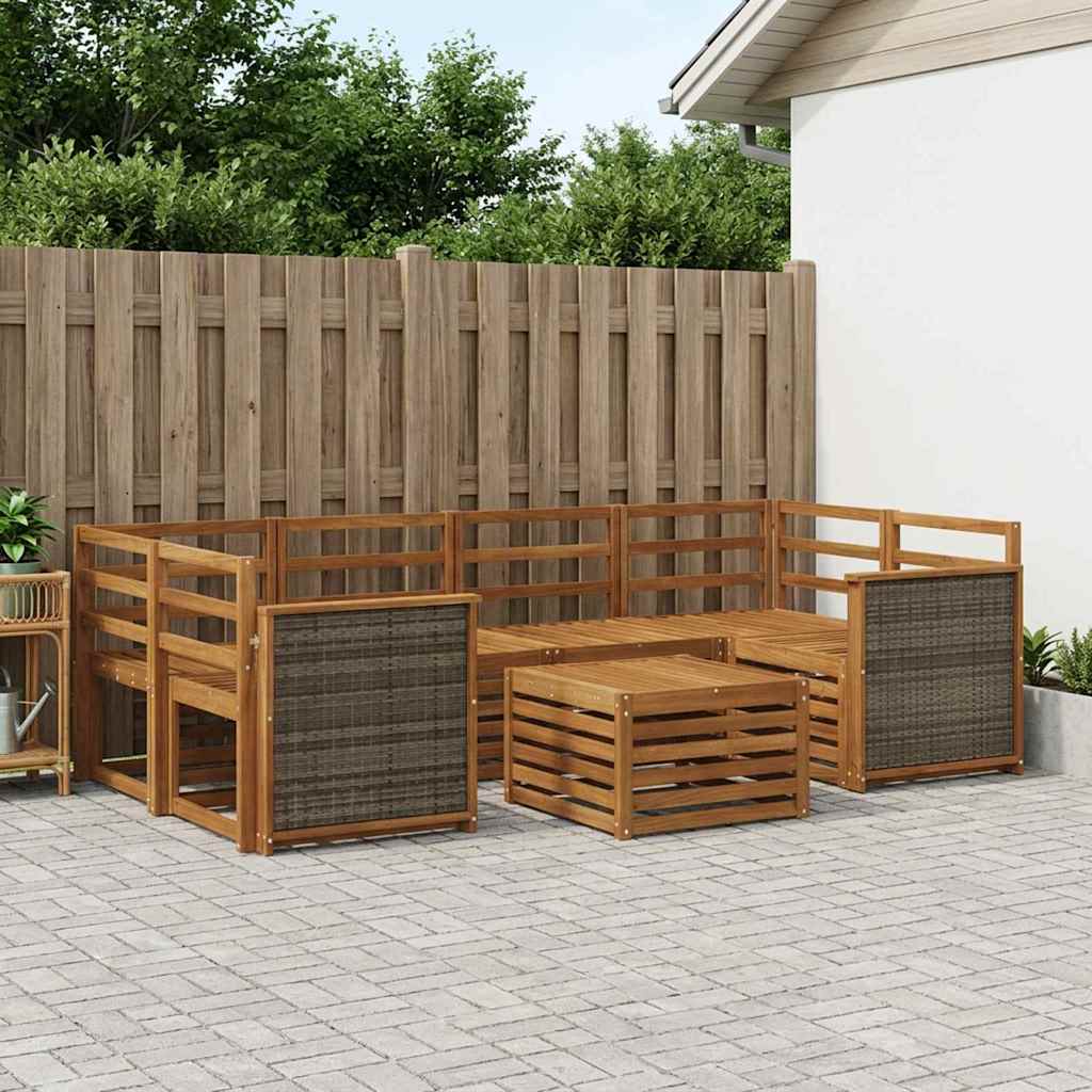 Utendørs sofa-sett 7 pcs Naturlig Solid akasietre