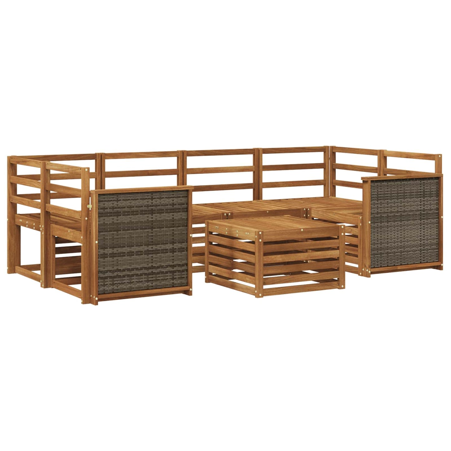 Utendørs sofa-sett 7 pcs Naturlig Solid akasietre