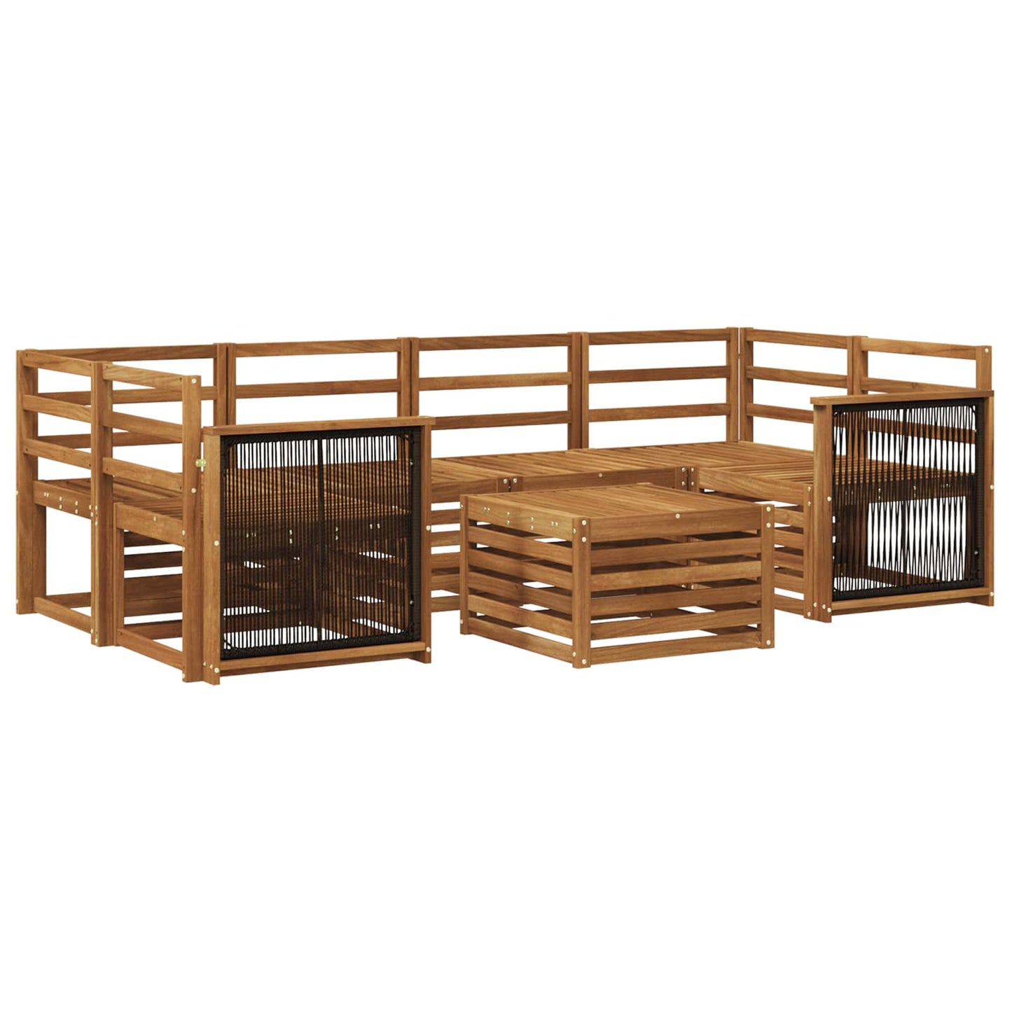 Utendørs sofa-sett 7 pcs Naturlig Solid akasietre