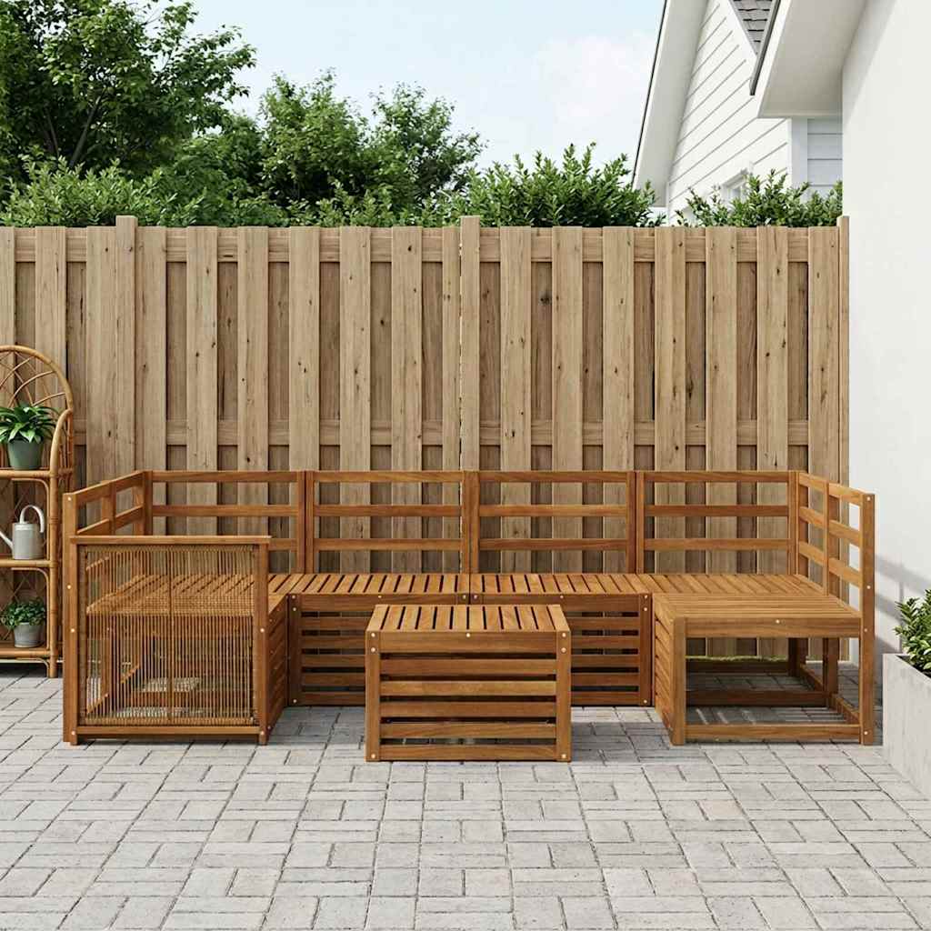 Utendørs sofa-sett 7 pcs Naturlig Solid akasietre