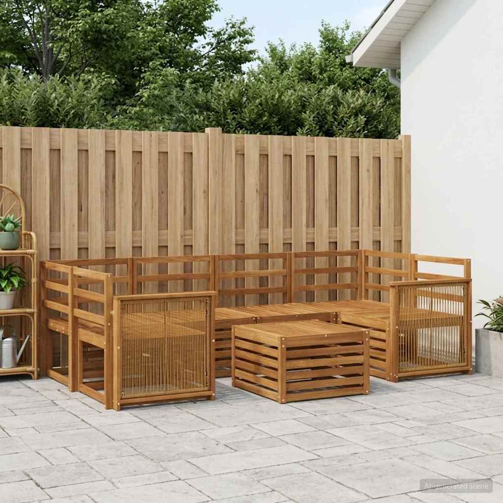 Utendørs sofa-sett 7 pcs Naturlig Solid akasietre