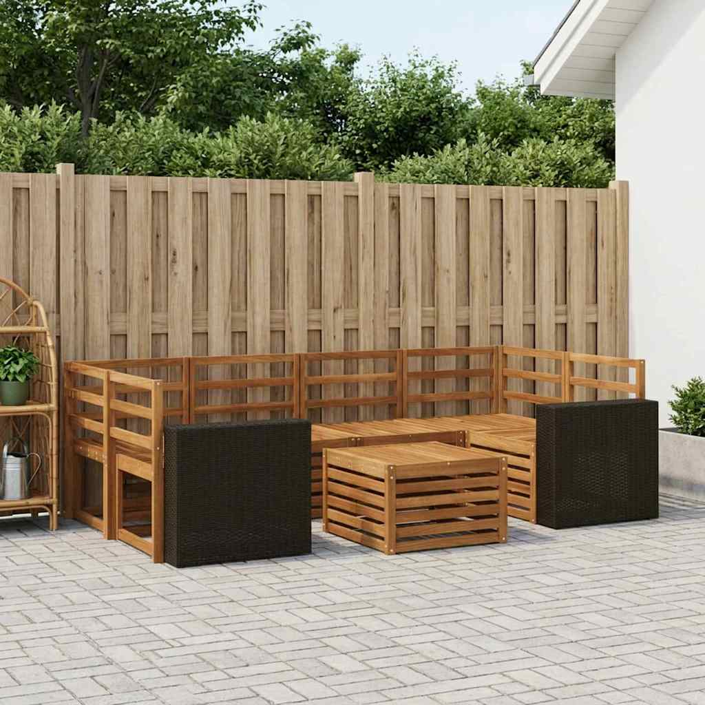 Utendørs sofa-sett 7 pcs Naturlig Solid akasietre