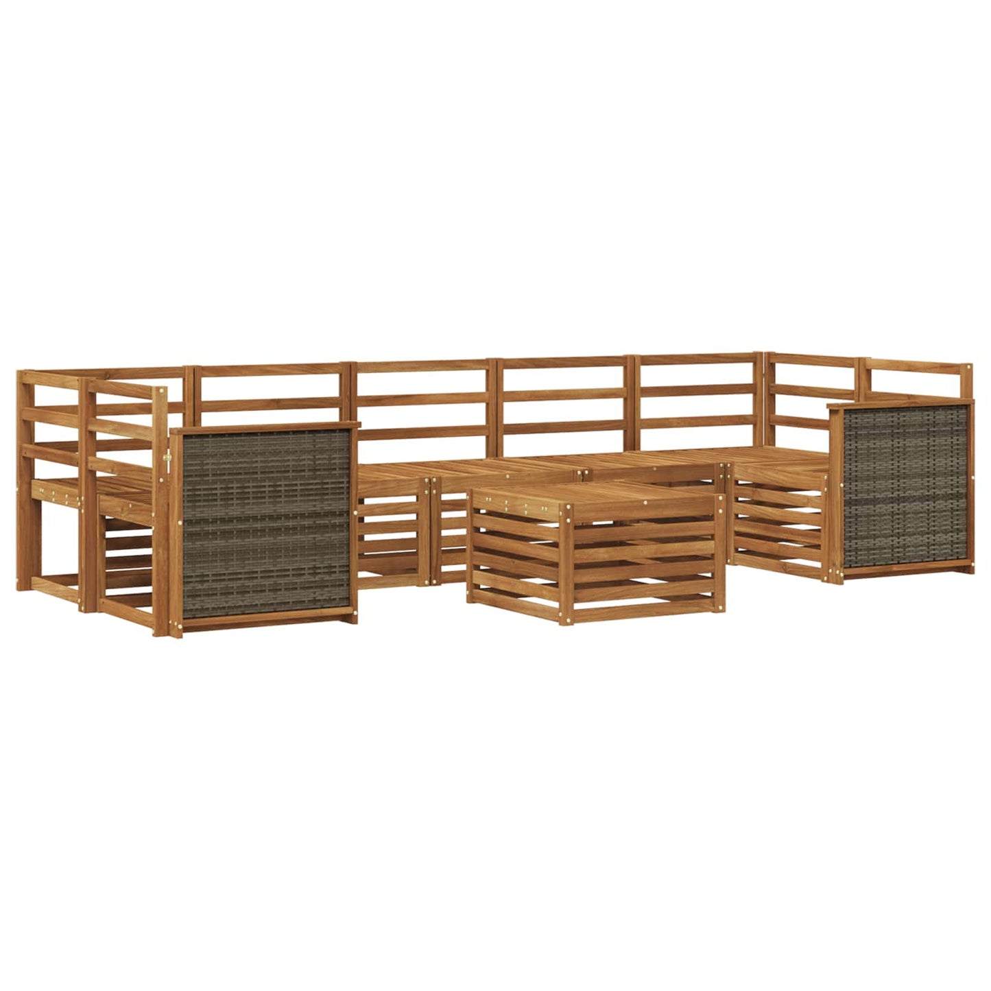 Utendørs sofa-sett 8 pcs Naturlig Solid akasietre